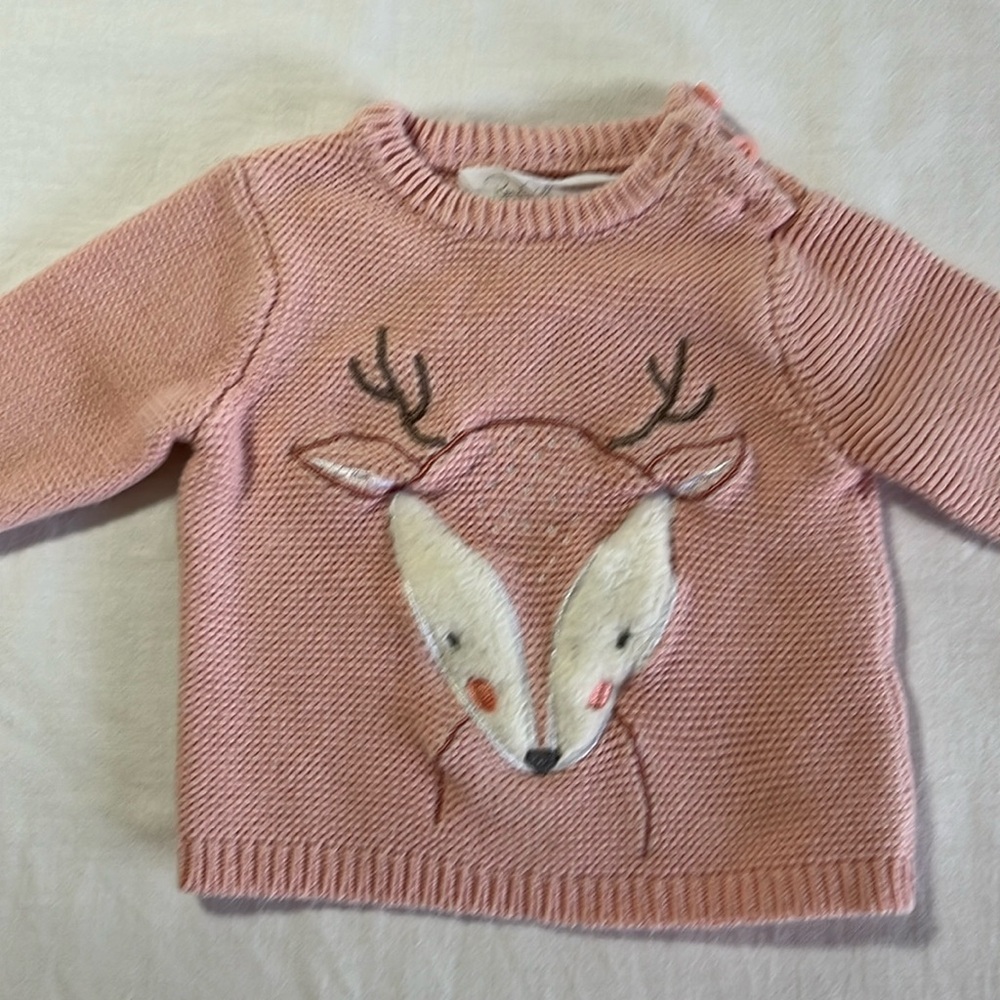 0-3M Rene Rofe knit deer sweater